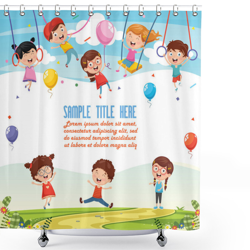 Personality  Vector Illustration Of Children Background Shower Curtains