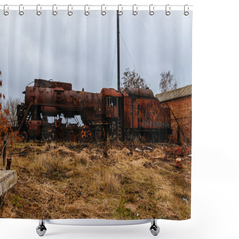 Personality  Old Rusty Abandoned Steam Locomotive Shower Curtains