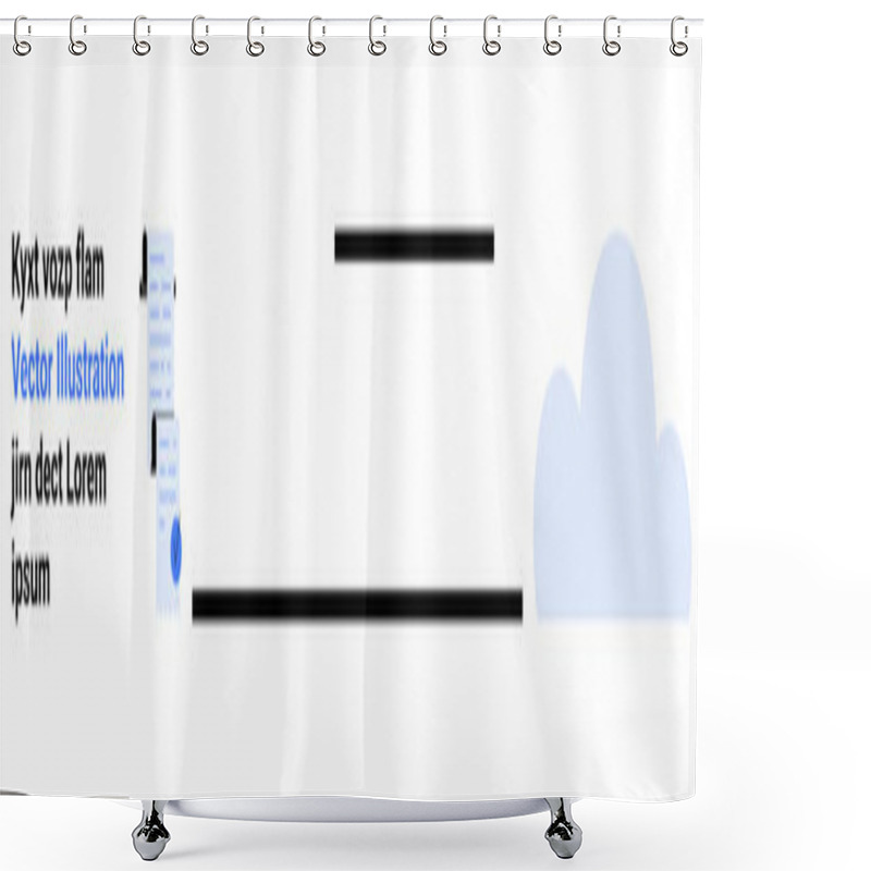 Personality  Documents Stack On The Left, Two Horizontal Lines Pointing To A Blue Cloud On The Right. Ideal For Cloud Storage, File Management, Data Transfer, Digital Organization, Tech Presentations, App Shower Curtains