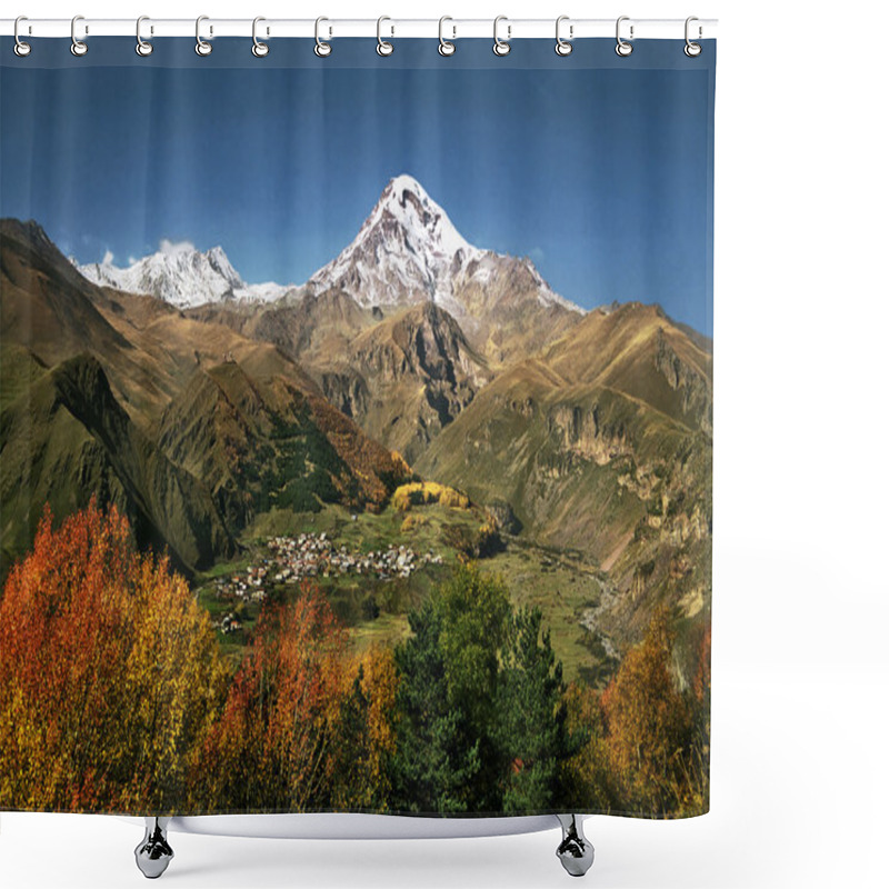 Personality  Mt.Mkhinvtsveri (Kazbek) 5044m. And Village Gergeti. Fall. Shower Curtains