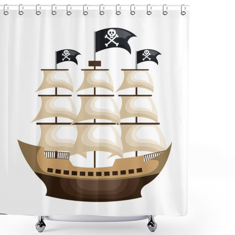 Personality  Pirate Ship Isolated Icon Shower Curtains