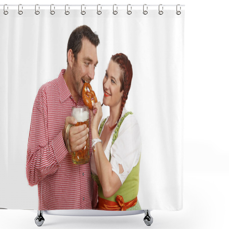 Personality  Couple In Traditinal Bavarian Costumes Shower Curtains