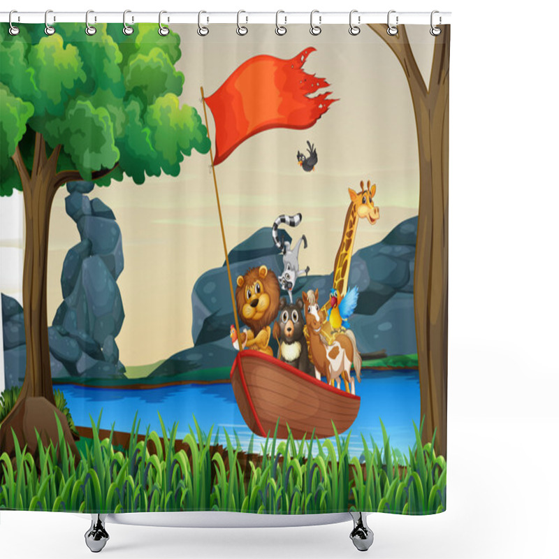 Personality  Animals And Boat Shower Curtains