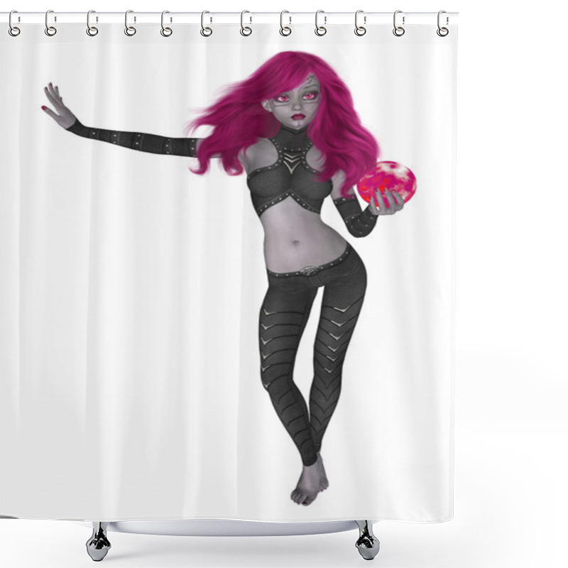 Personality  Goth Girl Holding One Crystall Ball Shower Curtains