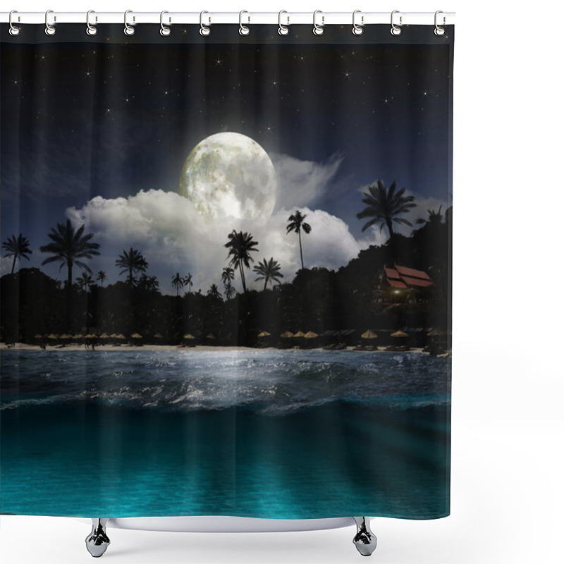 Personality  Beach At Night Shower Curtains