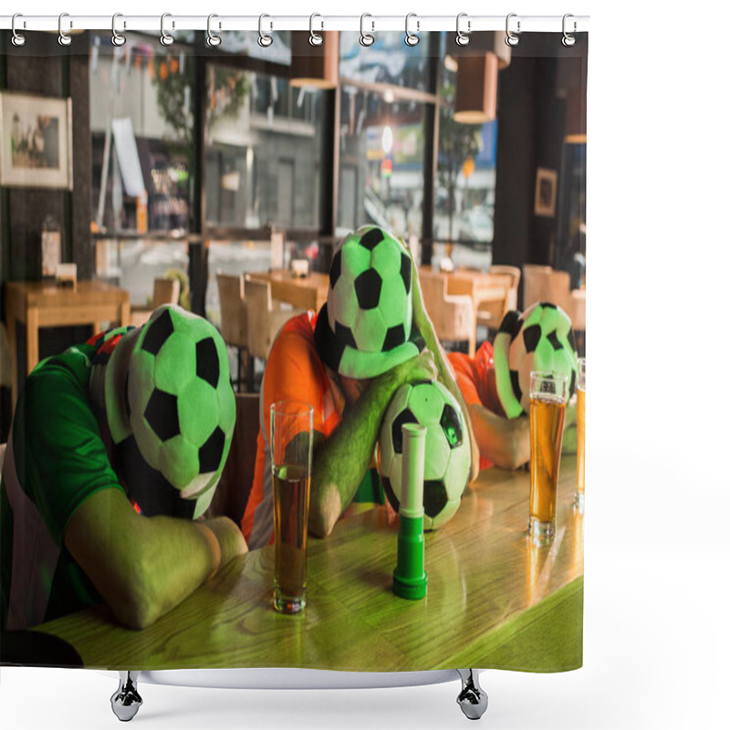 Personality  Football Fans Napping On Wooden Bar Counter  Shower Curtains