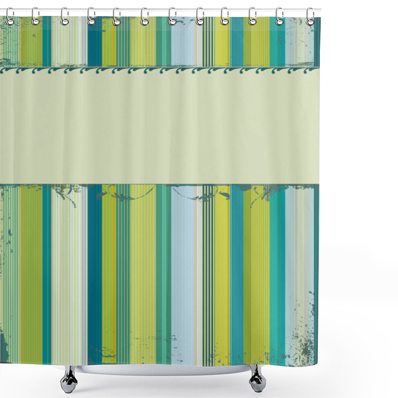 Personality  Blue, Green And Yellow Striped Grunge Background Shower Curtains