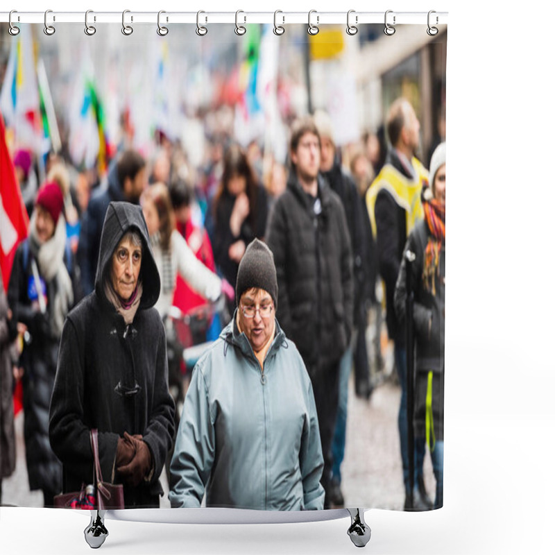 Personality  Protest Against Macron French Government String Of Reforms Senio Shower Curtains