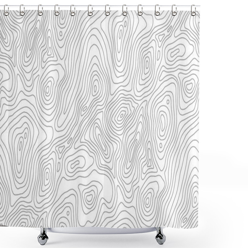 Personality  Seamless Vector Topographic Map Background. Line Topography Map Seamless Pattern. Mountain Hiking Trail Over Terrain. Contour Background Geographic Grid. Shower Curtains