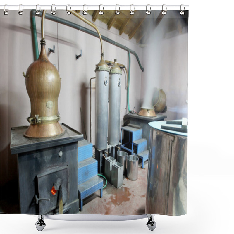 Personality  During Traditional Distillation Of Alcohol And Production Of Hom Shower Curtains