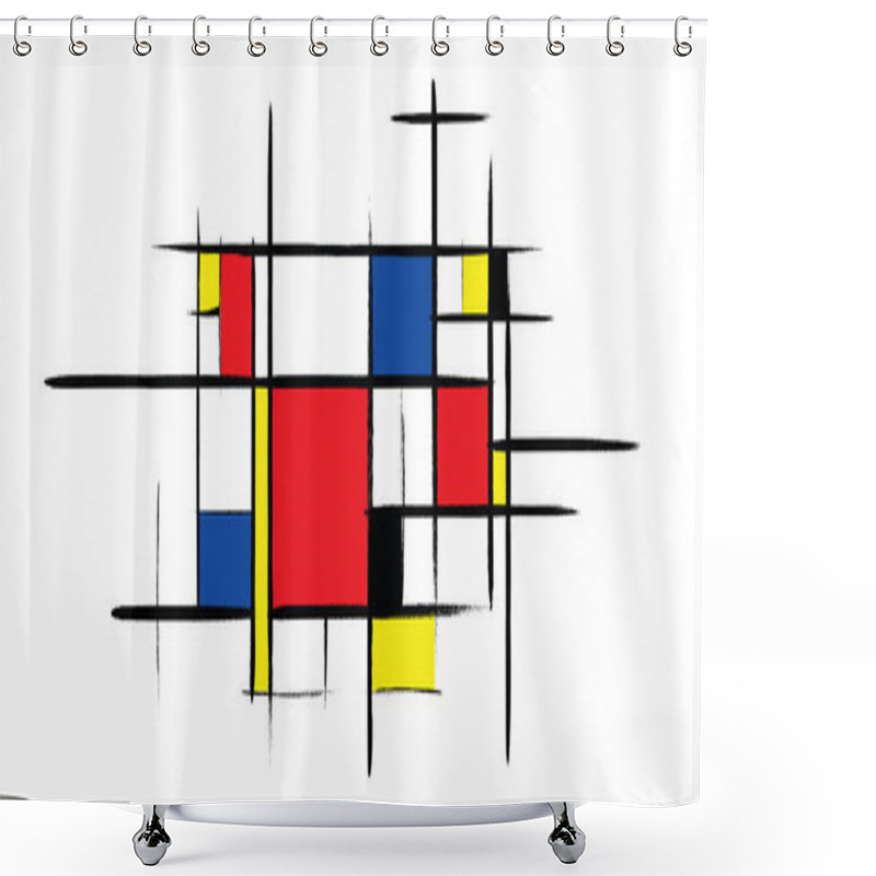 Personality  Checkered Piet Mondrian Style Emulation. The Netherlands Art History And Holland Painter. Dutch Mosaic Or Checker Line Pattern. Retro Pop Art Pattern Shower Curtains