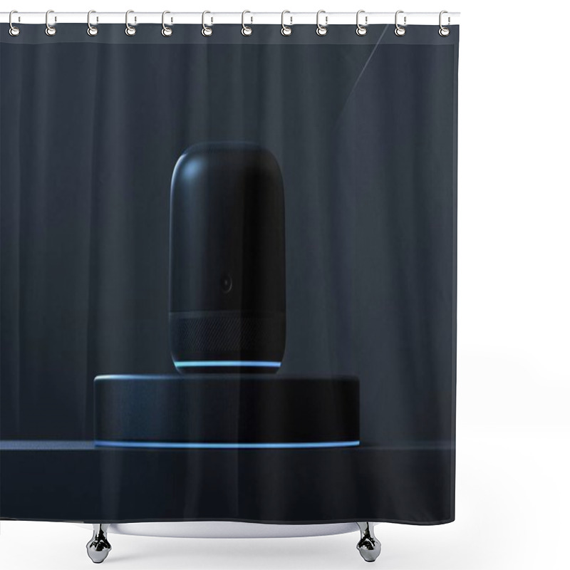 Personality  Modern Smart Speaker With Futuristic LED Lighting On A Sleek Platform Shower Curtains