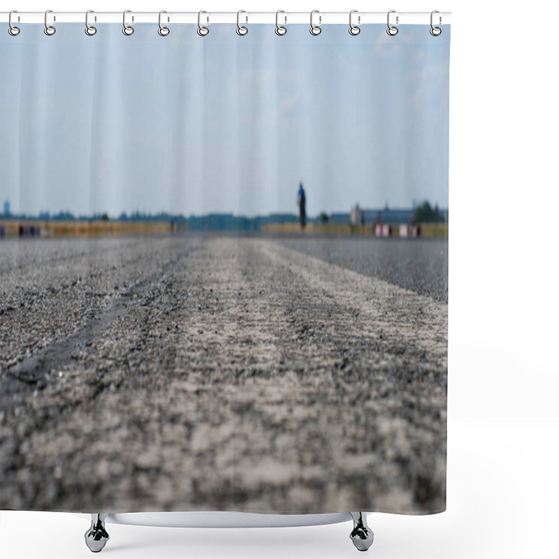 Personality  Empty Asphalt Road / Runway On Former Airport In Berlin Shower Curtains