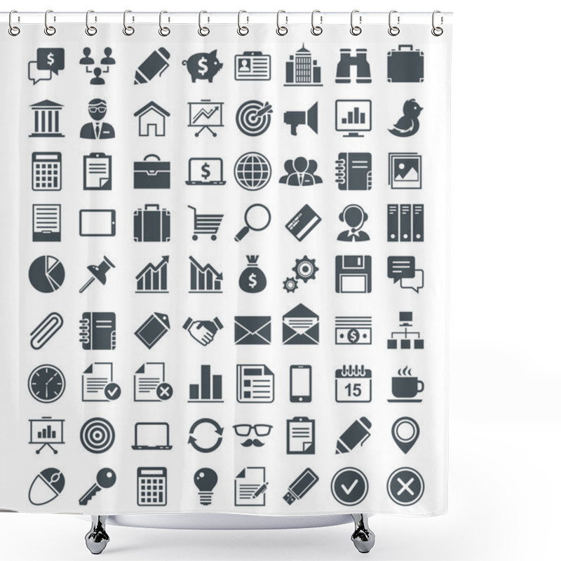 Personality  Set Of Usefull Vector Icons Shower Curtains