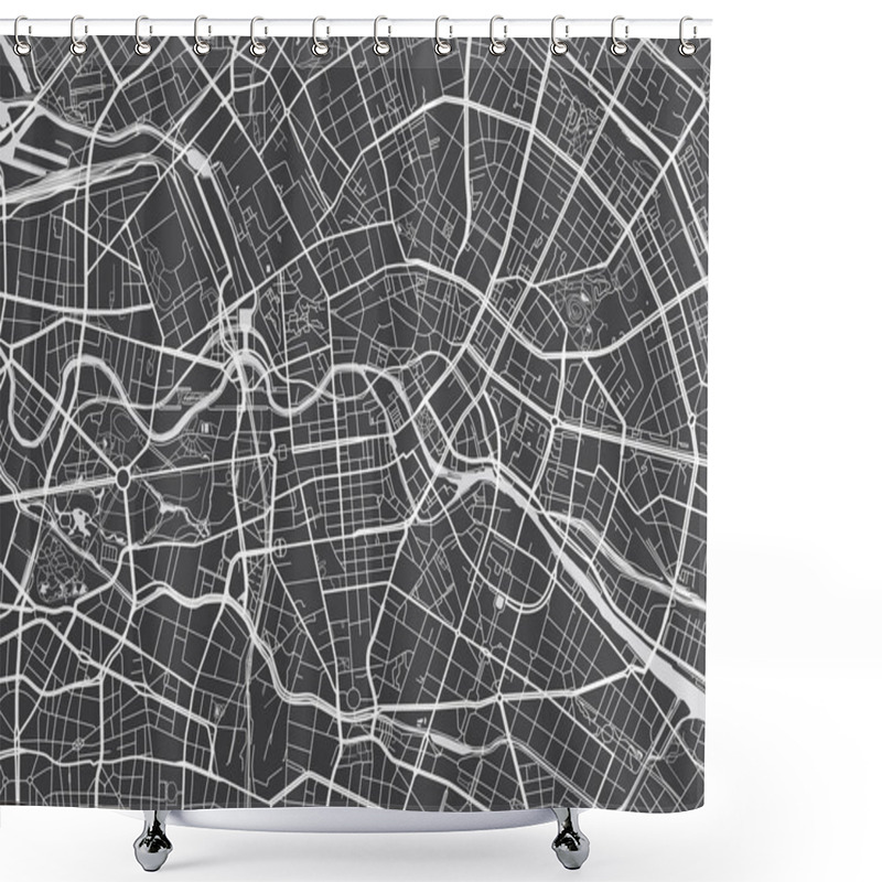 Personality  Vector Detailed Map Berlin Shower Curtains