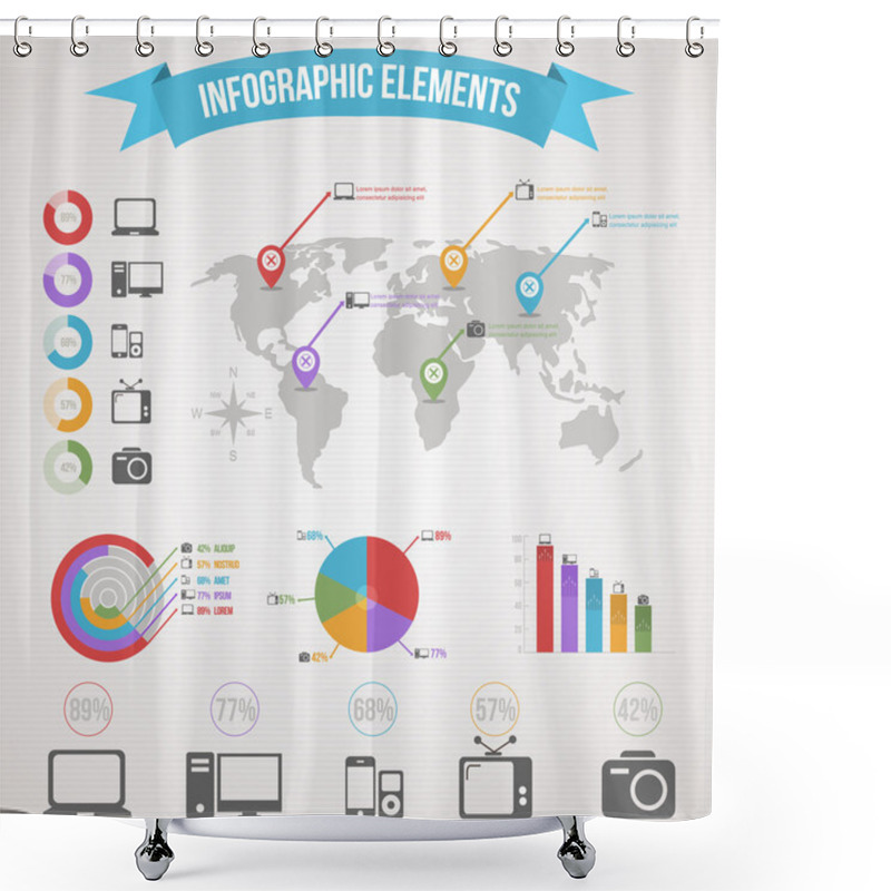 Personality  Business Infographic Elements Vector Illustration Shower Curtains