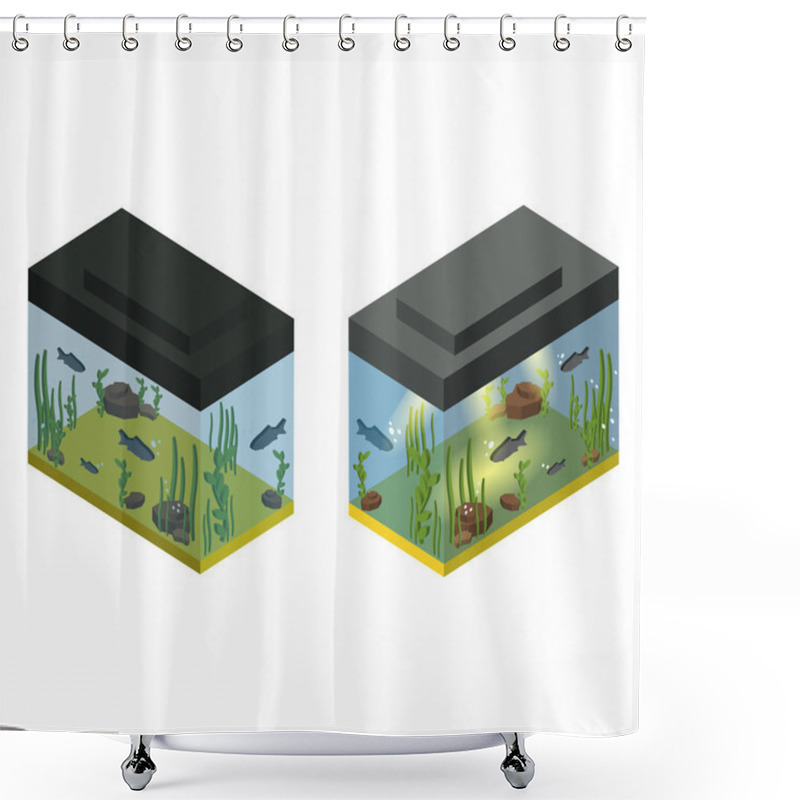 Personality  Two Aquariums In Isometric Projection Shower Curtains