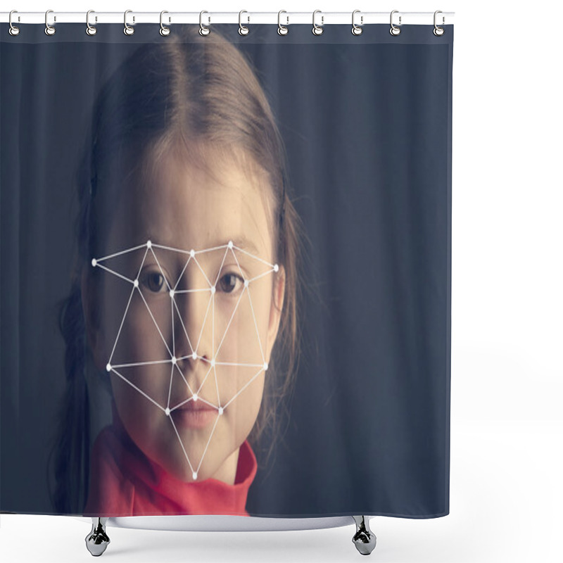 Personality  Little Girl With Biometric Verification Signs Shower Curtains