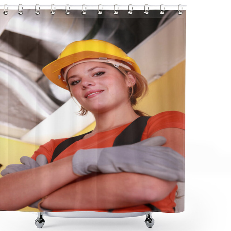 Personality  Young Trainee Electrician Shower Curtains