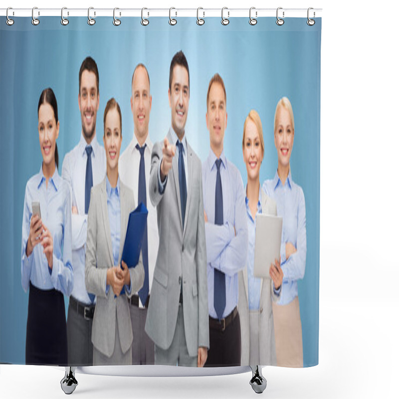 Personality  Group Of Happy Business People Pointing At You Shower Curtains