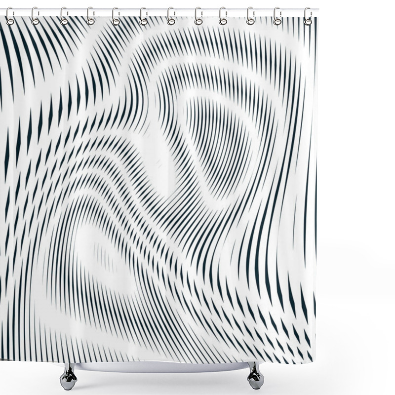 Personality  Background With Monochrome Geometric Lines Shower Curtains