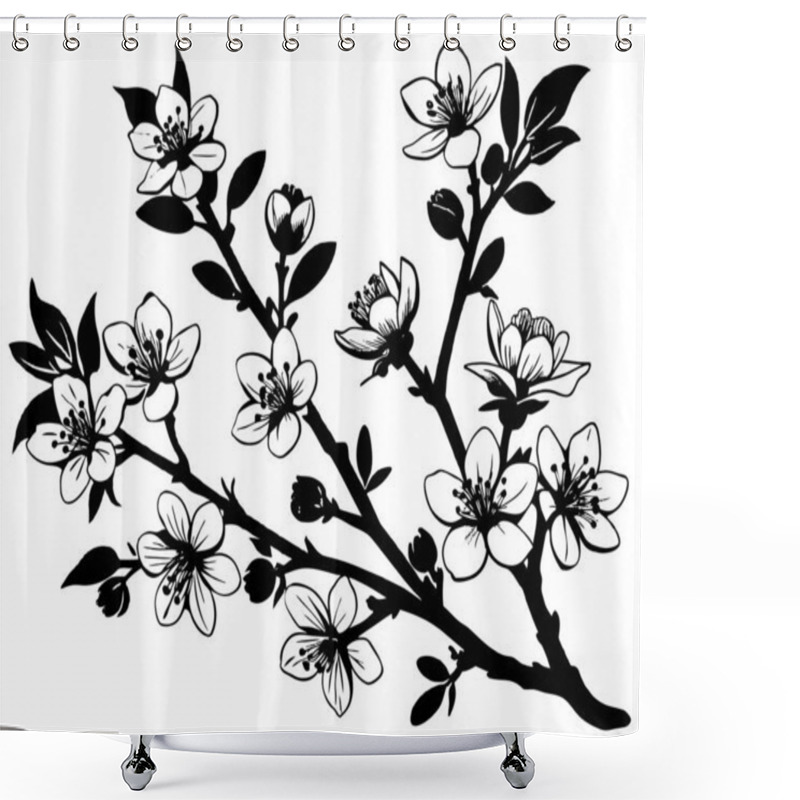 Personality  Hand Drawn Flowers On A White Background Shower Curtains