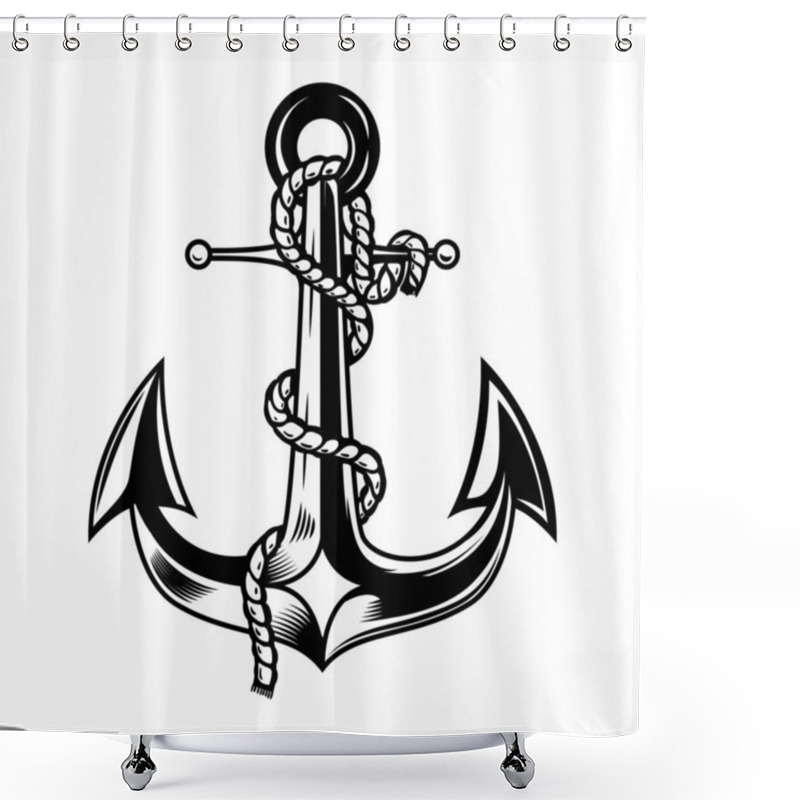 Personality  Anchor Illustration Isolated On White Background. Design Element For Logo, Label, Emblem, Sign. Vector Illustration Shower Curtains