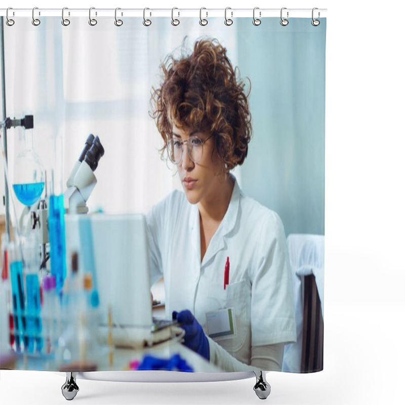 Personality  Female Scientist Working Shower Curtains