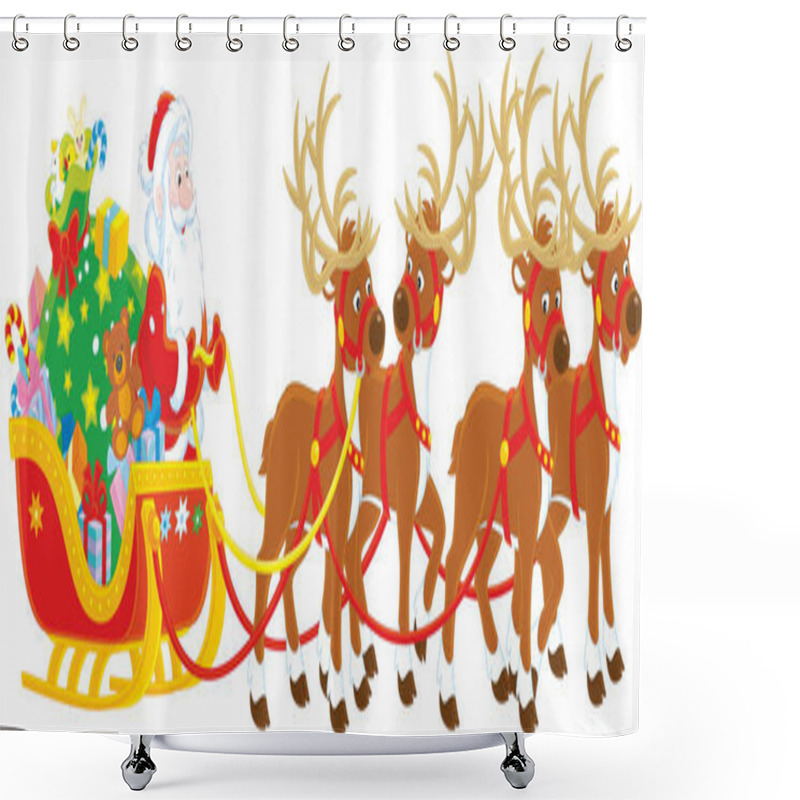 Personality  Santa With Gifts In His Sledge Shower Curtains