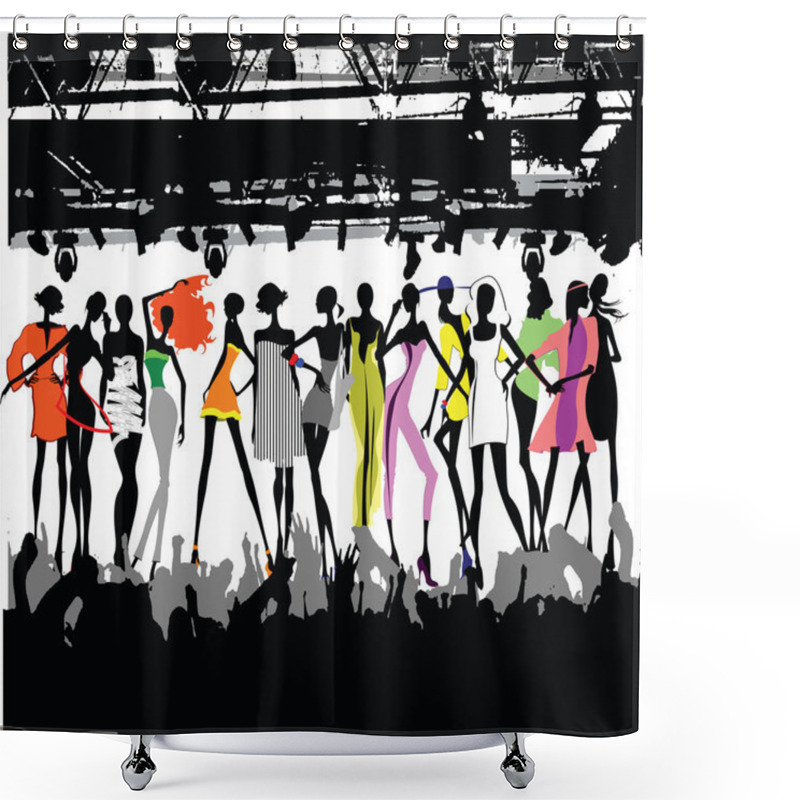 Personality  Fashion Show Crowd Vector Shower Curtains