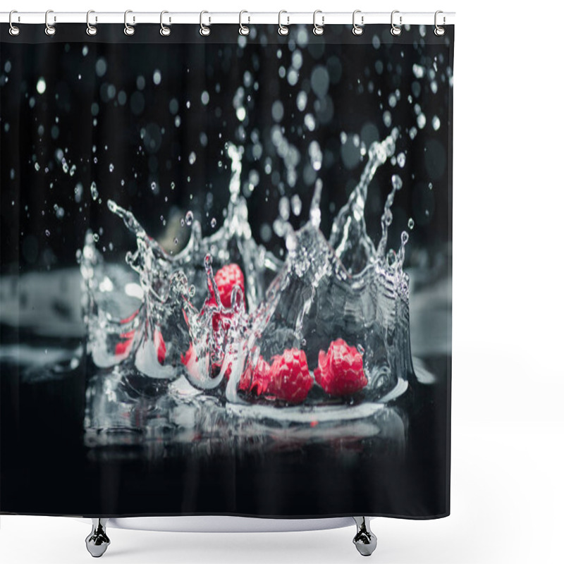 Personality  Ripe Mulberries Falling In Water Shower Curtains