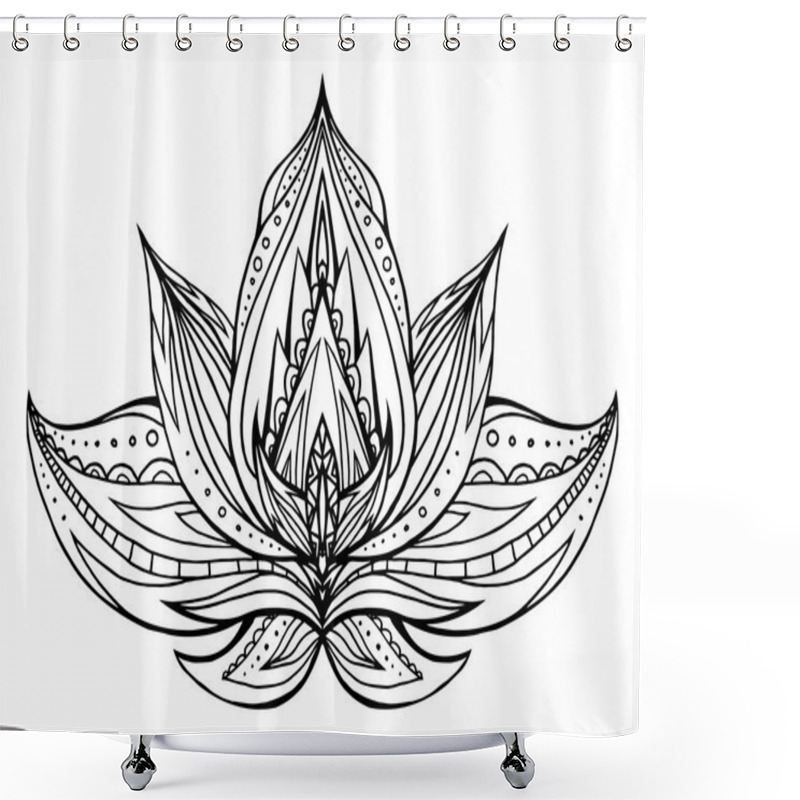 Personality  Outline Lotus With Boho Pattern. Shower Curtains