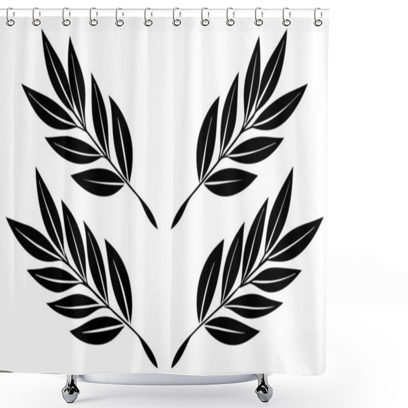 Personality  Elegant Black And White Laurel Wreath Design Shower Curtains