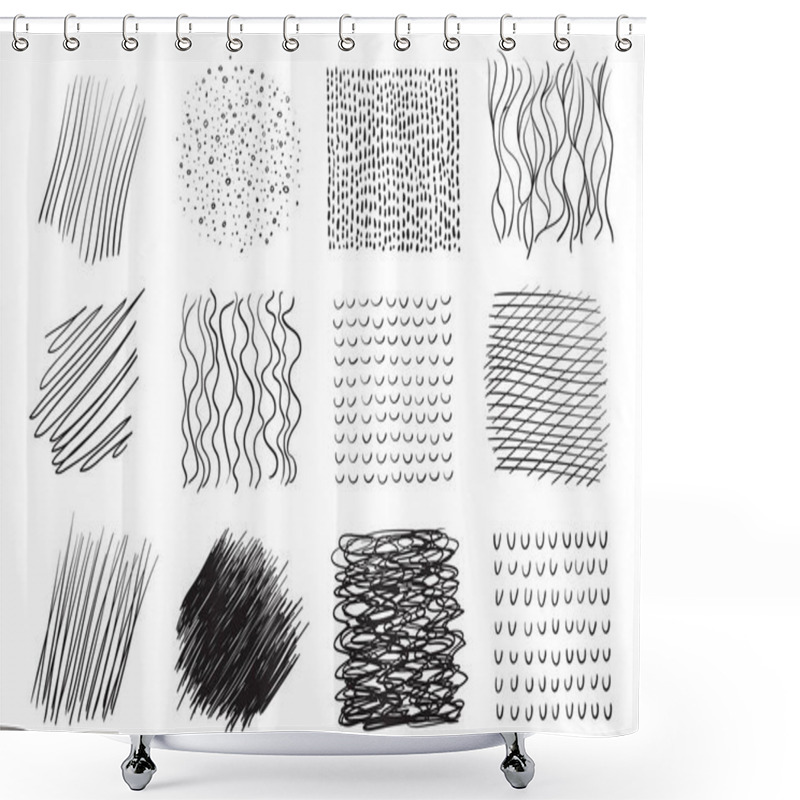 Personality  Backgrounds With Array Of Lines. Intricate Chaotic Textures. Wavy Backdrops. Hand Drawn Tangled Patterns. Black And White Illustration. Elements For Posters And Flyers Shower Curtains