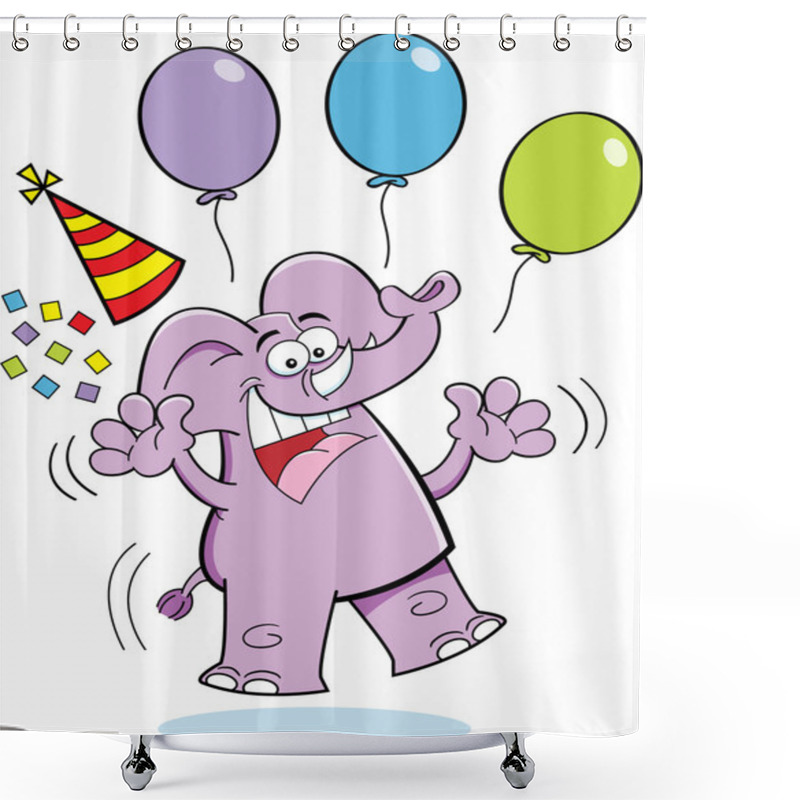 Personality  Cartoon Birthday Elephant Jumping Shower Curtains