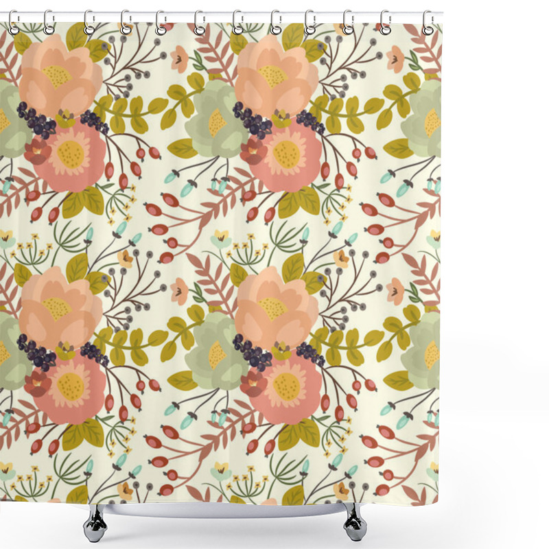 Personality  Elegant Seamless Pattern With Flowers Shower Curtains