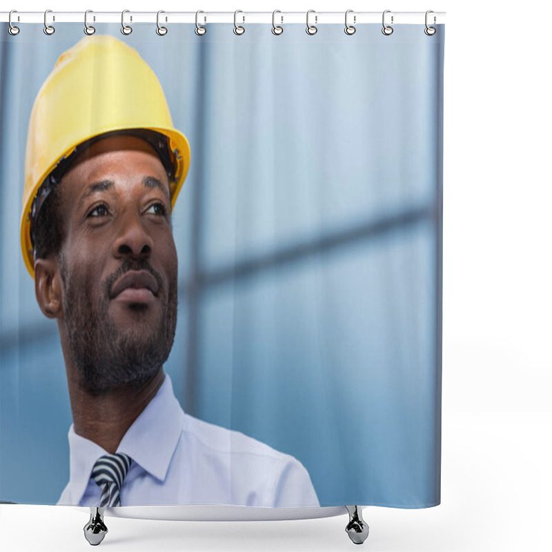 Personality  Professional Architect In Hard Hat  Shower Curtains