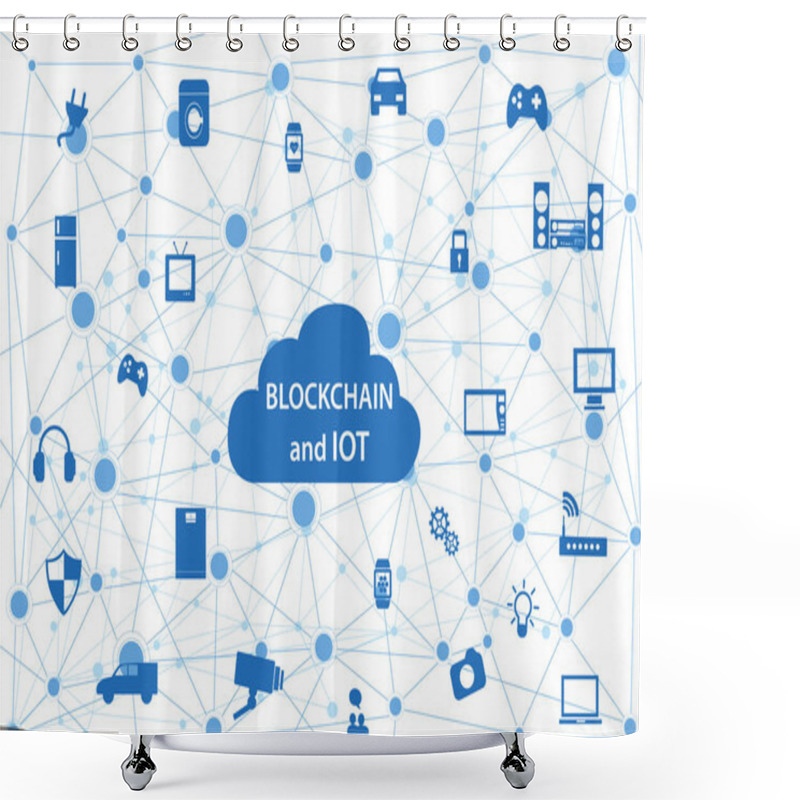 Personality  Internet Of Things Concept And Blockchain Technology Smart Home Technology Internet Networking Concept. Internet Of Things Cloud With Apps. Shower Curtains