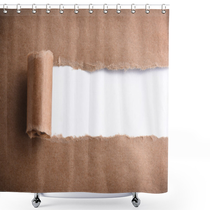 Personality  Brown Paper Torn To Reveal White Panel Shower Curtains