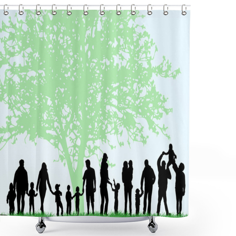 Personality  Big Family Silhouettes Shower Curtains