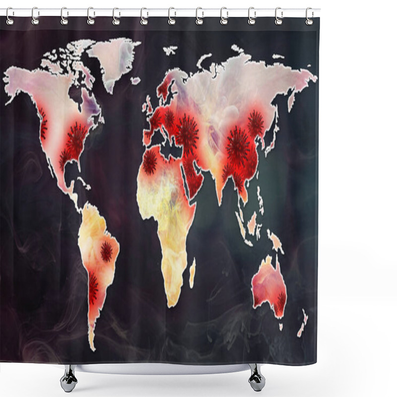 Personality  Coronavirus Infected Continent 3d Rendering Shower Curtains