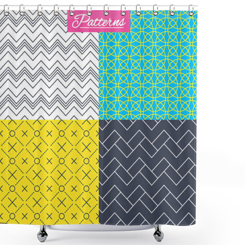 Personality  Linear Geometric Ornament Patterns Shower Curtains