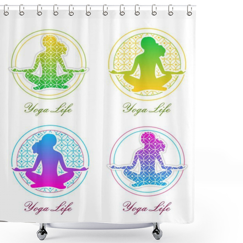 Personality  Yoga Logo Set Shower Curtains