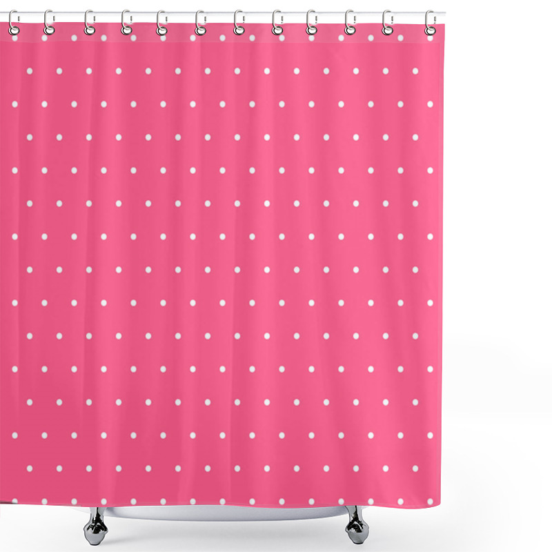 Personality  Valentines Day Pattern Polka Dots. Template Background In Pink And White Polka Dots . Seamless Fabric Texture. Vector Illustration Shower Curtains