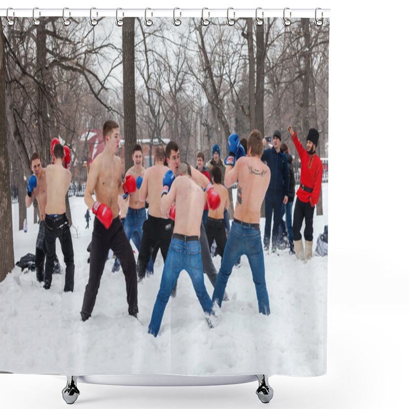 Personality  Fighters Of Fisticuffs At The Festival Of Maslenitsa In Russia Shower Curtains