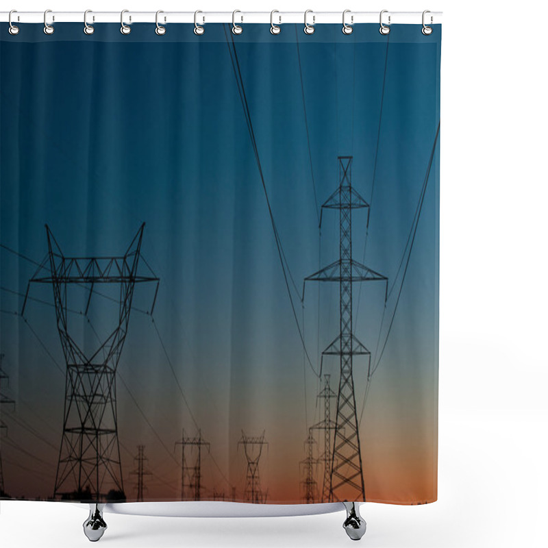 Personality  Electrical Towers At Sunset Shower Curtains