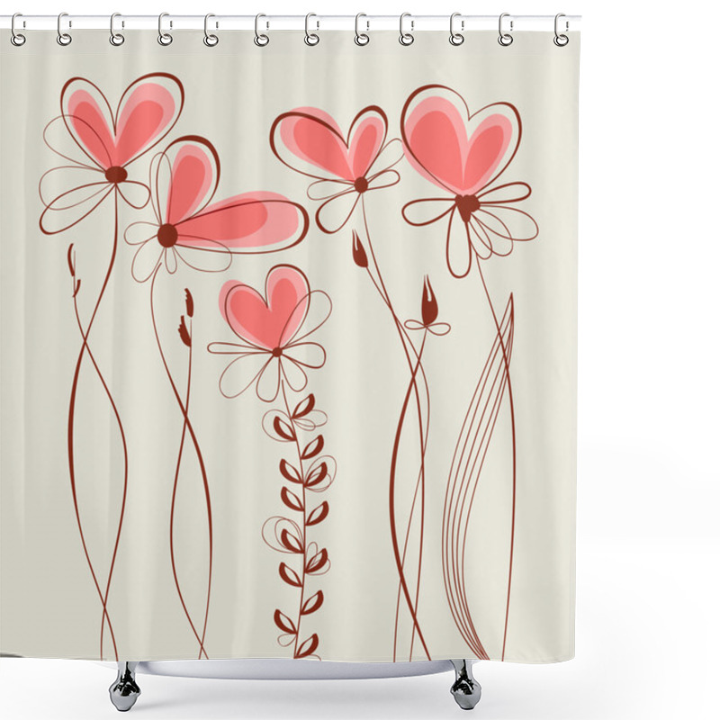 Personality  Floral Hearts Collection Shower Curtains