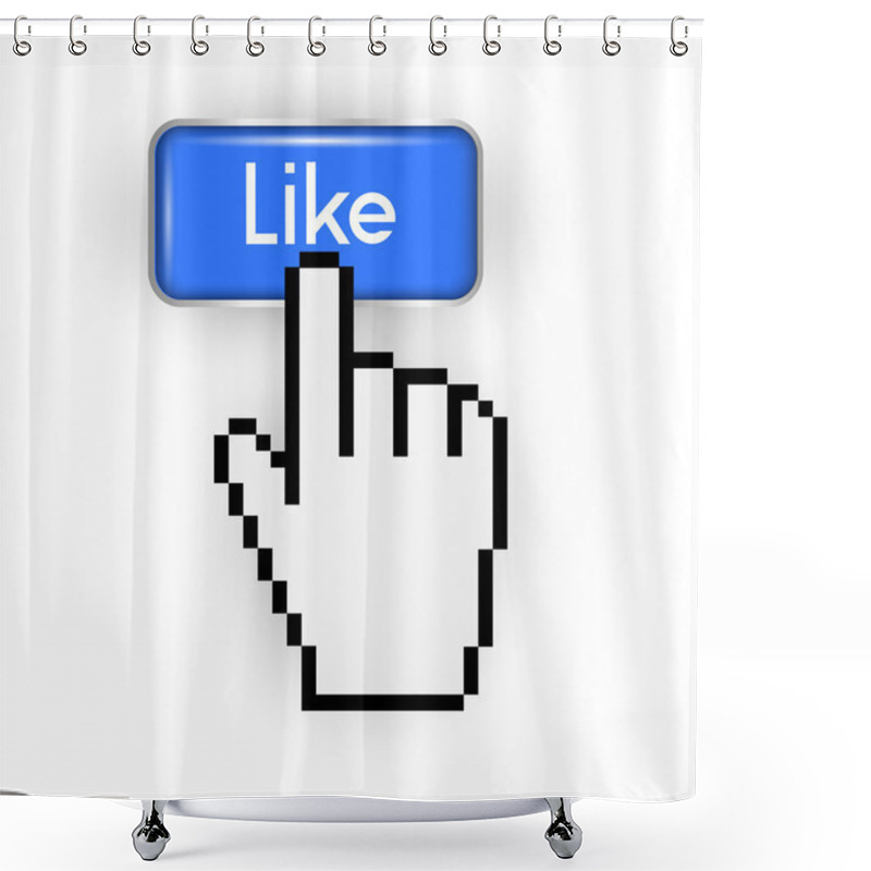 Personality  Like Button And Hand Cursor Shower Curtains