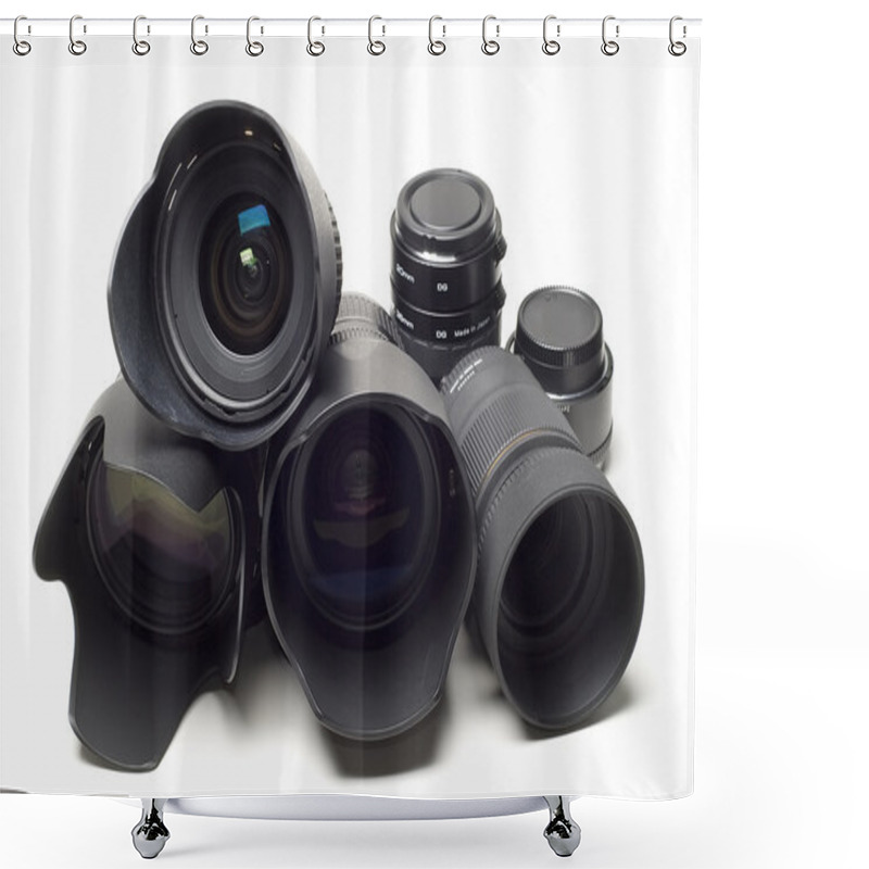 Personality  A Set Of Photographic Lenses. Shower Curtains