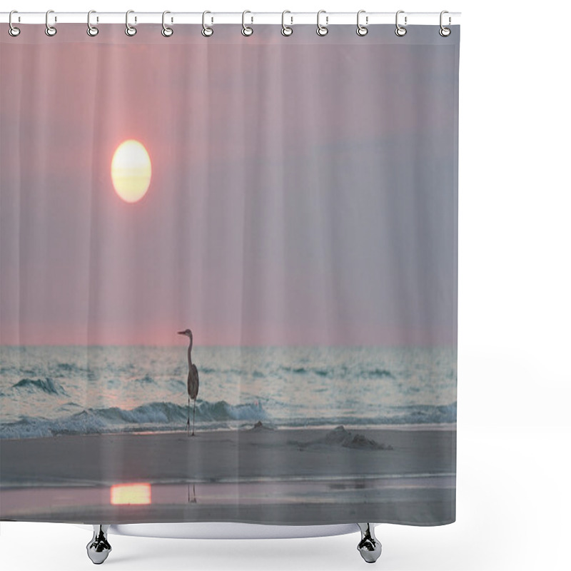 Personality  Heron Relaxing At Sunset Shower Curtains